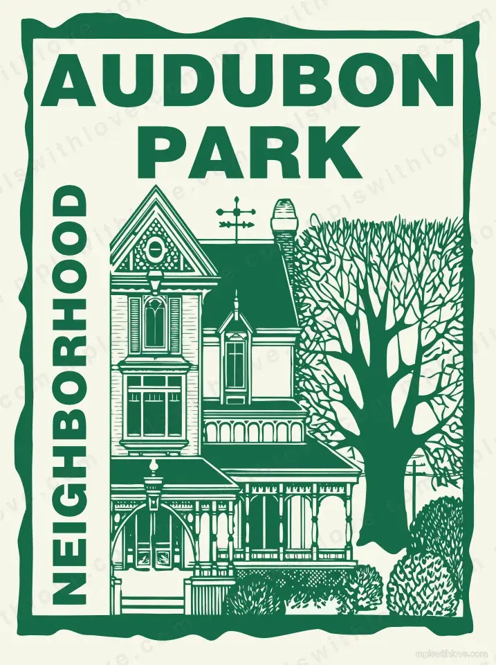 Vector recreation of the Audubon Park neighborhood sign