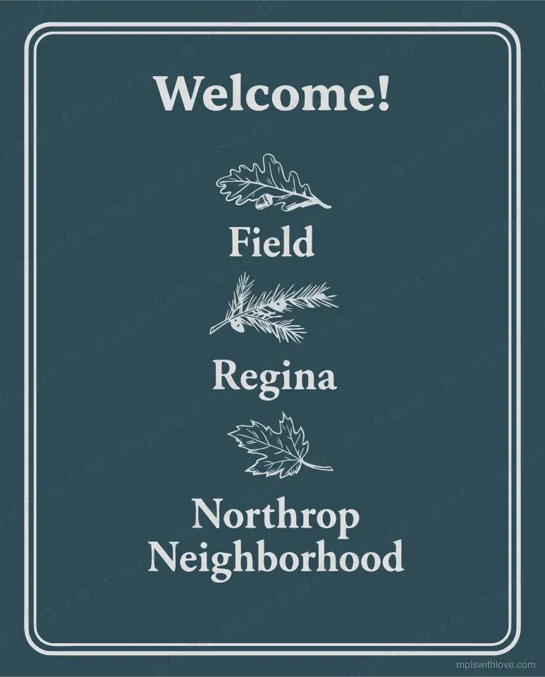 Vector recreation of the shared Field–Regina–Northrop neighborhood sign