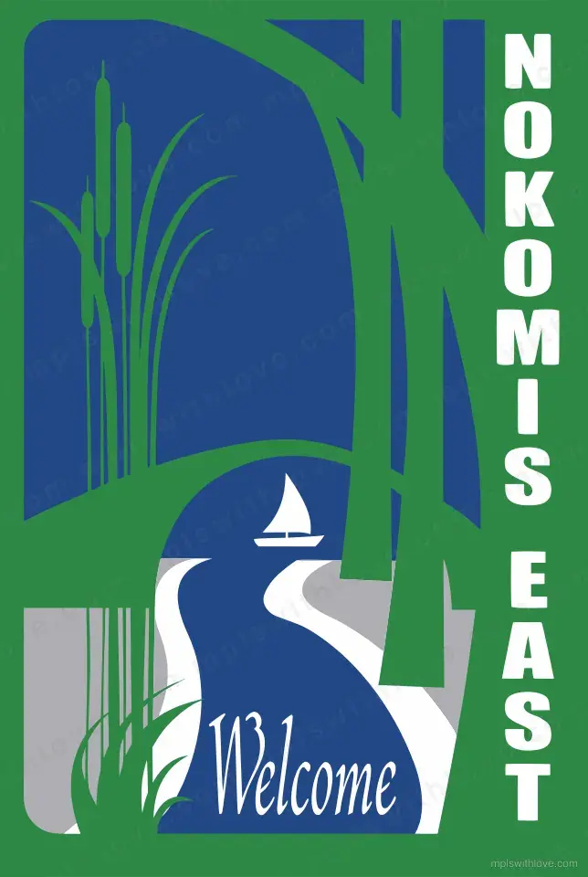 Vector recreation of the shared Nokomis East neighborhood sign