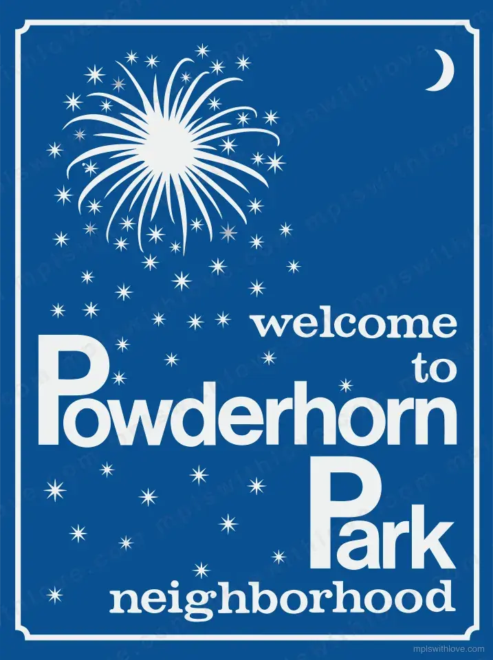 Our recreation of the Powderhorn Park neighborhood sign