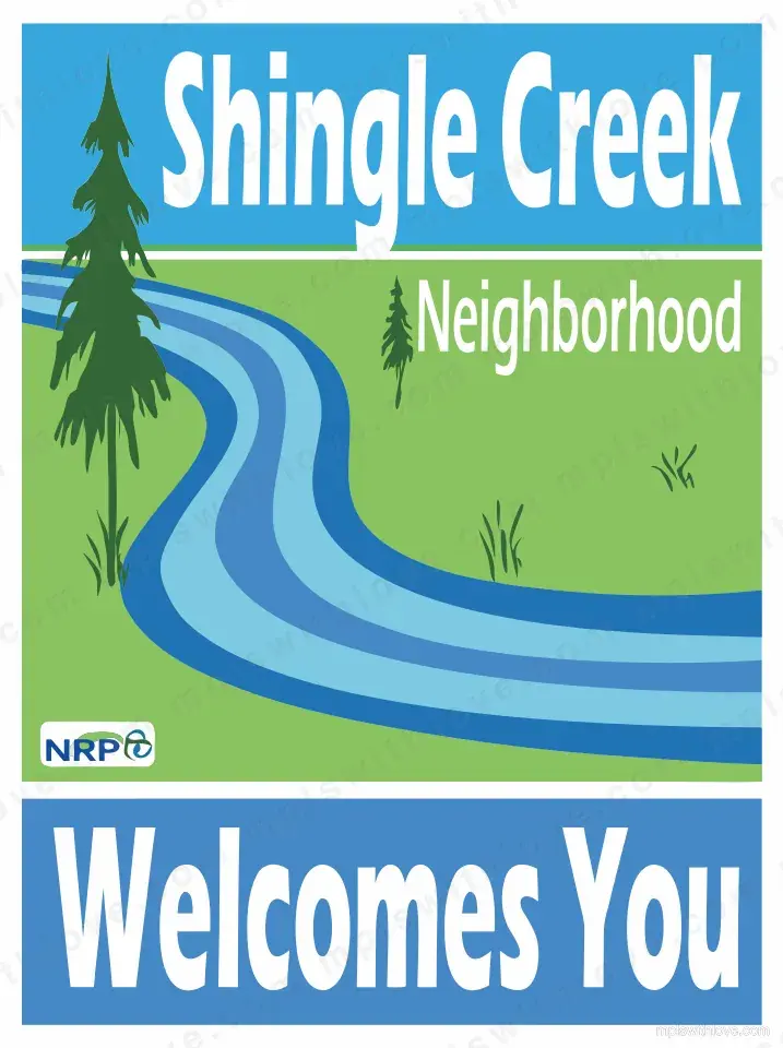 Vector recreation of the Shingle Creek neighborhood sign