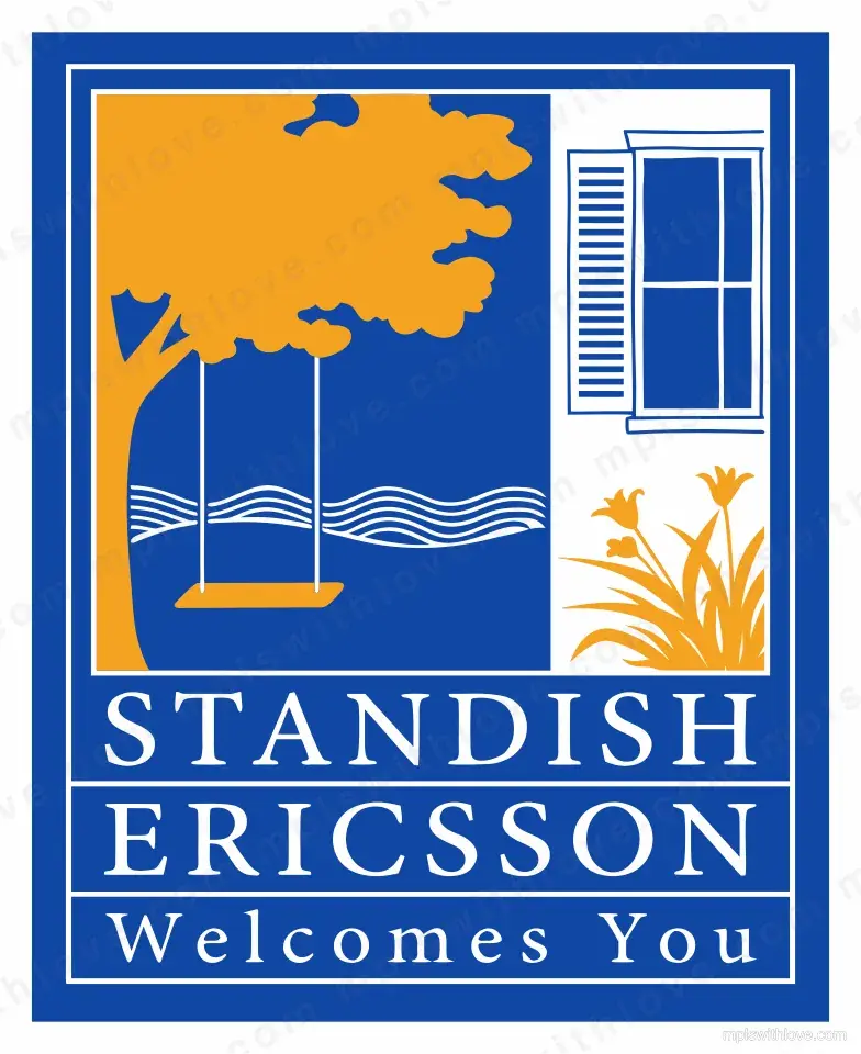 Vector recreation of the shared Standish–Ericsson neighborhood sign