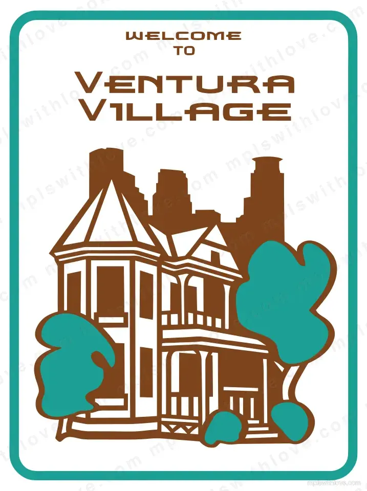 Vector recreation of the Ventura Village neighborhood sign