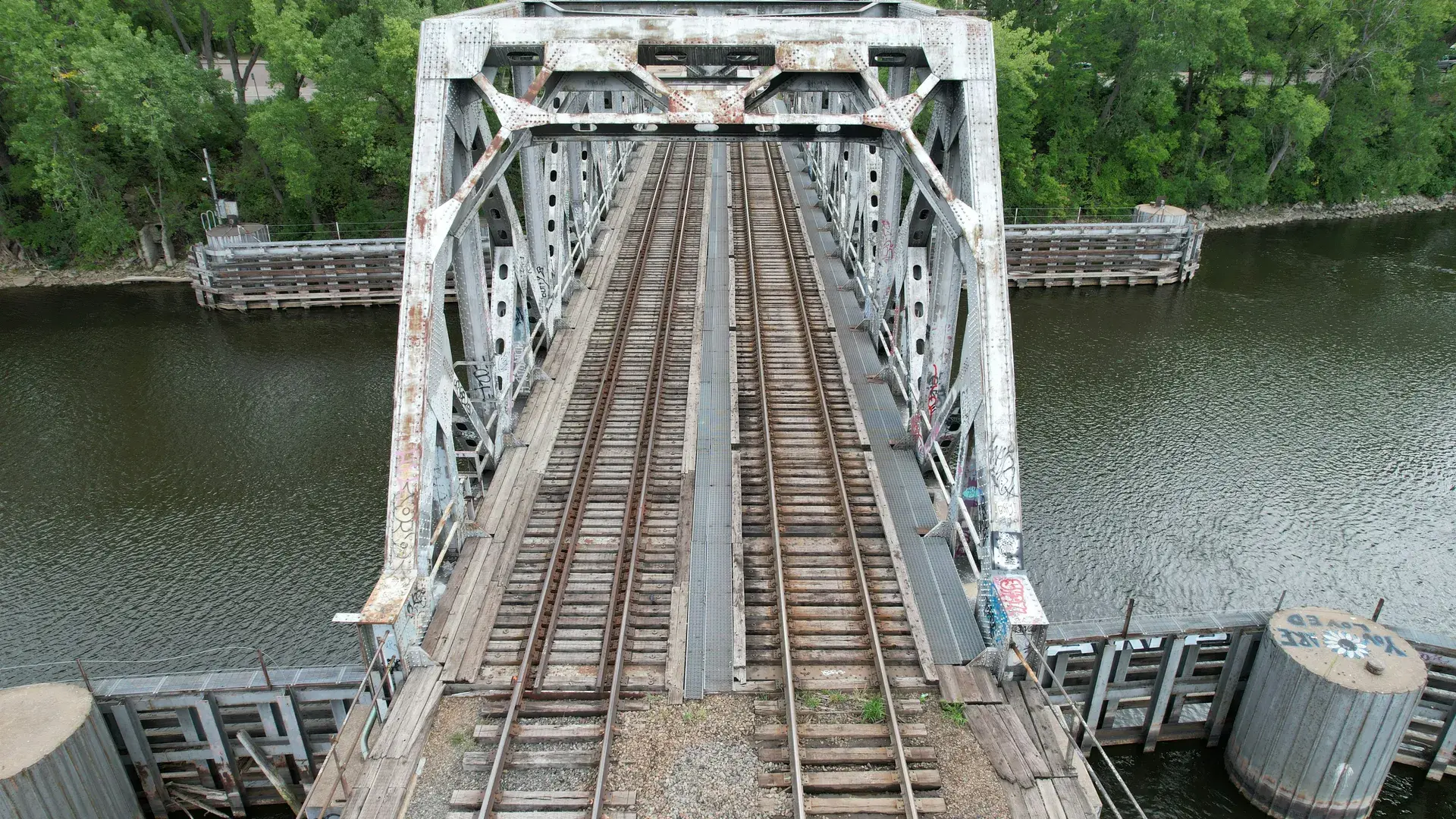 Industrial buildings and rail corridor in Mid-City Industrial, Minneapolis