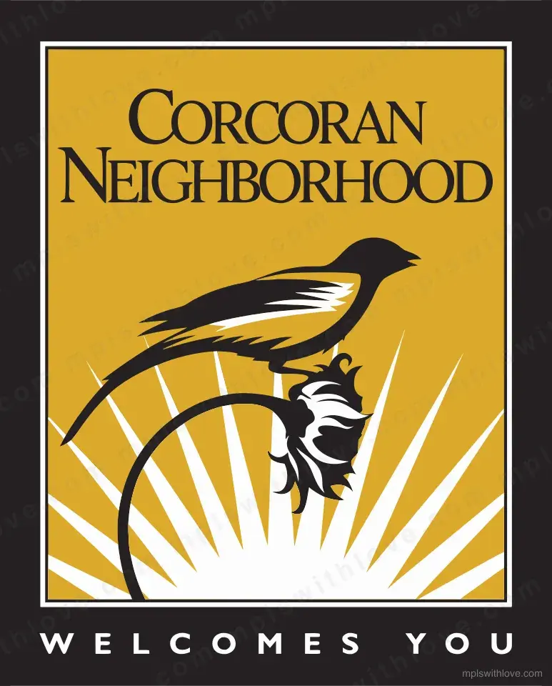 Vector recreation of the Corcoran neighborhood sign